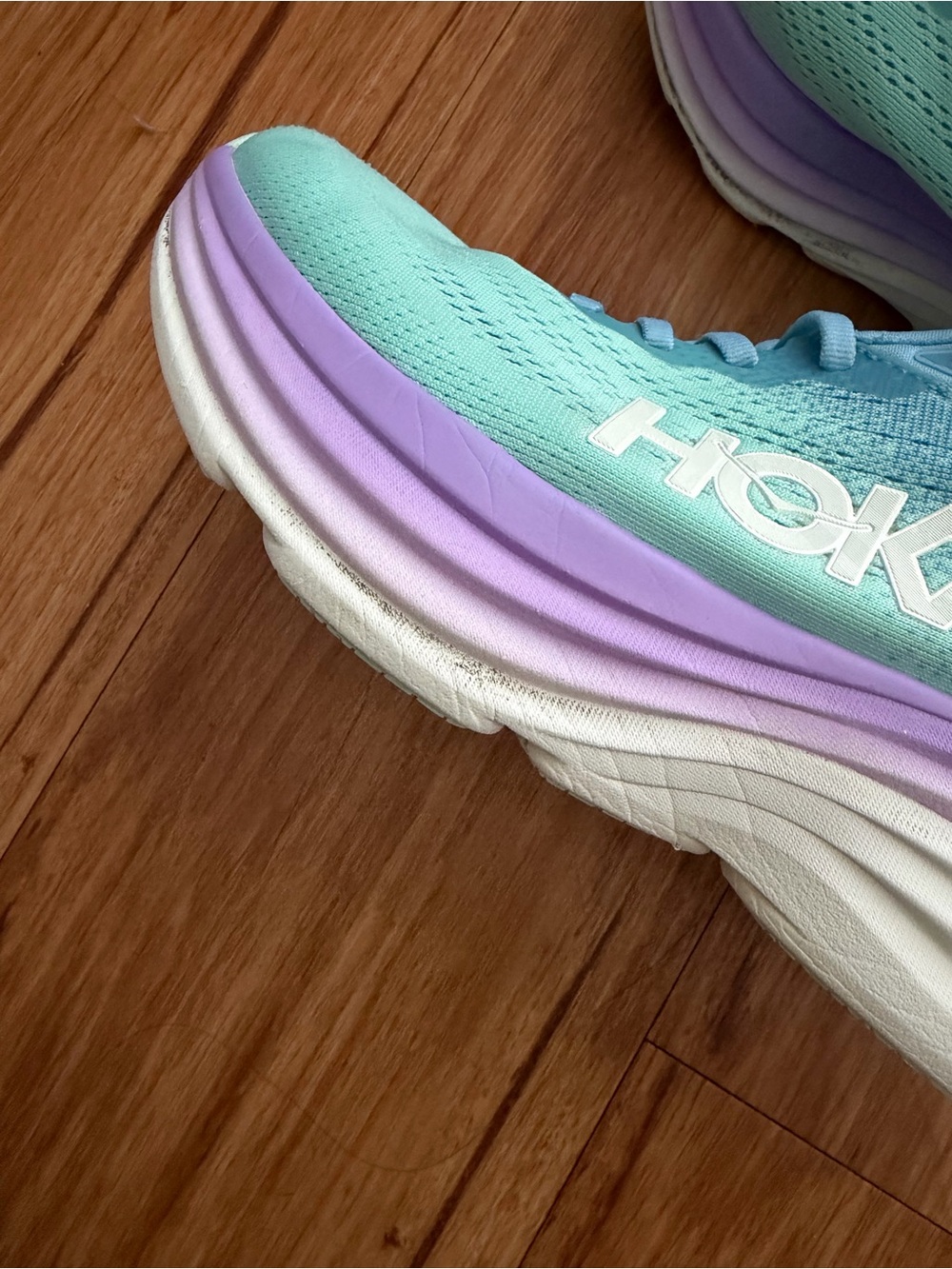Hoka bondi 8 Women's Running Shoe in Aqua and Lavender - Picture 10 of 11